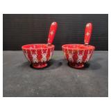(2) Temp-tations Reindeer Pedestal Bowl &