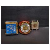 (3) Vintage Travel Alarm Clocks