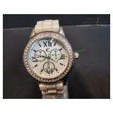 Charming Charlie Rhinestone Bezel White Watch