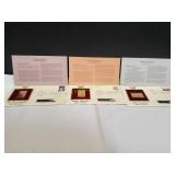 (3) USPS 22K Gold Replica Stamps, First Day Issue