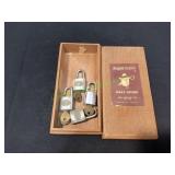 Vtg English Leather Box w/ (4) Mini Locks & Keys
