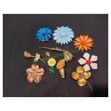Vtg Flower Brooches & Pins