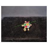 Gemstone Turtle Brooch
