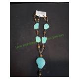 Blue Turquoise Slab Necklace & Earring Set