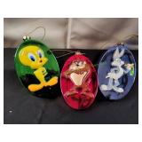 (3) Six Flags Tweety, Bugs & Taz Ornaments