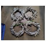 (4) Silver Glitter 15" Wreaths in Hefty Tote