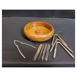 Wooden Nut Dish w/ Nutcrackers