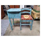 Vintage Teal Distressed Telephone Seat
