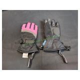 MCTI Black & Pink Snow Gloves, Sz Sm