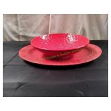Beaver Barn Pottery Red Serving Set