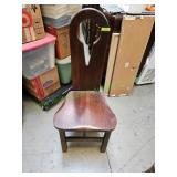 Vtg High-Back Wood Chair