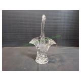 10" Frosted Floral Design Glass Basket