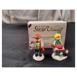 Dept. 56 Snow Village Girl Selling Apples and News