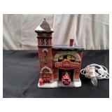 2015 Vtg Victorian Fire Station 8 Lighted House