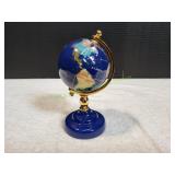 6.5" Vtg Inlaid Gemstone Tabletop World Globe