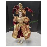 18"ProcelainHarlequin Doll