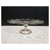 Vtg 11" Glass Pedestal Cake Plate