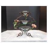 Vtg Fruit Bowl Stand w/ Blown Glass Bowls