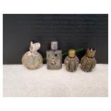 (4) Vtg Mini Sterling & Glass Perfume Bottles