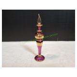 Vtg 8" Egyptian Blown Glass Perfume Bottle
