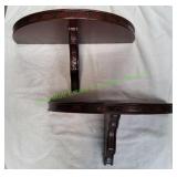 (2) Bombay Mahogany Wood Hanging Shelves