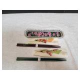 Vtg Neiman Marcus Chopsticks w/ Tray