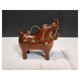 7.5" Peruvian Carved Wood Bull w/Sterling Silver