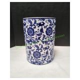 BD Blue & White Ceramic Waste Basket
