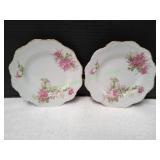 (2) 6.25" Limoges Porcelain Pink Carnation Plates