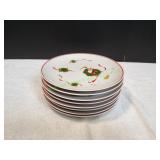 (8) 7.75" Holiday Dessert Plates, Geese w/ Holly