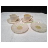 Vtg Belleek Egg-Shell China Teacups w/ Saucers