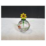 3.5" Glass Floral Perfume Bottle w/ Stopper