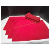 (4)Red Williams Sonoma Placemats w/(8)Red Napkins