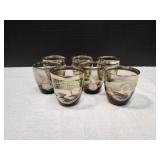 (7)Whiskey Tumbler w/Silver Overlay Aztec Mayan