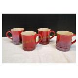 (4) Le Creuset Red Coffee Mugs