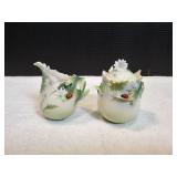 Vtg Franz Porcelain Ladybug Creamer & Sugar Bowl