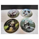 (4) 8.5" Panda Decorative Plates