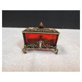 Vtg Glass & Metal Trinket Box