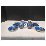 Vtg Dragonware Bone China Blue Tea Set