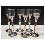 (6) 8.75" Silver & Glass Votive Candle Holders