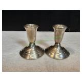 (2) Vtg 3.5" Crown Sterling Candlesticks