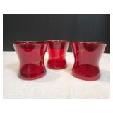 (3) 4" Red Hour Glass Vases
