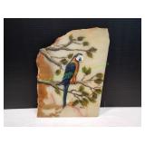 Handpainted Perched Parrot on Slate