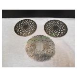 (3) Vtg Silver Trivets
