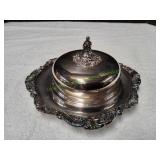 Vtg Baroque Silver Plate Covered Butter Dish