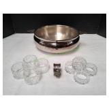 (9)Crystal Napkin Rings, Silver Plate Serving