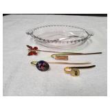 Vtg Imperial Glass Candlewick Divided Bowl & More