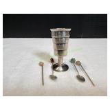 Silver-Plate Jigger w/ Spoon & Olive Pick Sets