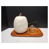 Wood Serving Tray w/ 14" Pumpkin & 4" Pumpkin