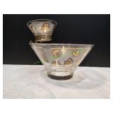 Vtg Gold Leaf Chip & Dip Bowl Set